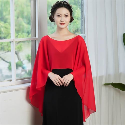 Abendumhang für Flapper Sommer Dünne Schal Hochzeit Kleid Täglichen Mit Rock Cape Weibliche für Damen-Accessoires(rot) von DUMRALBQE