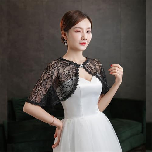 Abendumhang für Flapper Spitze Kurzen Schal Frauen Cape Schulter Kleine Sommer für Damen-Accessoires(Black) von DUMRALBQE