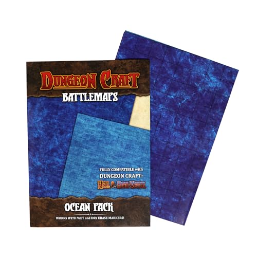 Dungeon Craft Battlemaps: Ocean Pack - Battle Mat for Dungeons and Dragons - 61 x 83,8 cm/2,5 cm Gitter - doppelseitig laminierte DND-Matte - nass / trocken abwischbar von DUNGEON CRAFT