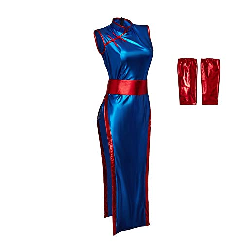 DUNHAO COS Damen Chi Chi Cosplay Kostüm Anime Blau Cheongsam Kleid Halloween Outfit - XXL von DUNHAO COS