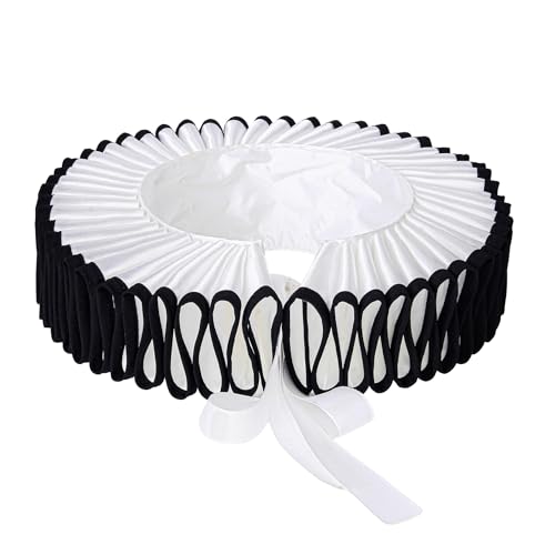 DUNHAO COS Elisabethanischer Halsausschnitt, Rüschenkragen, Clownkragen, Renaissance-Kostüm-Accessoire, A-Weiß von DUNHAO COS