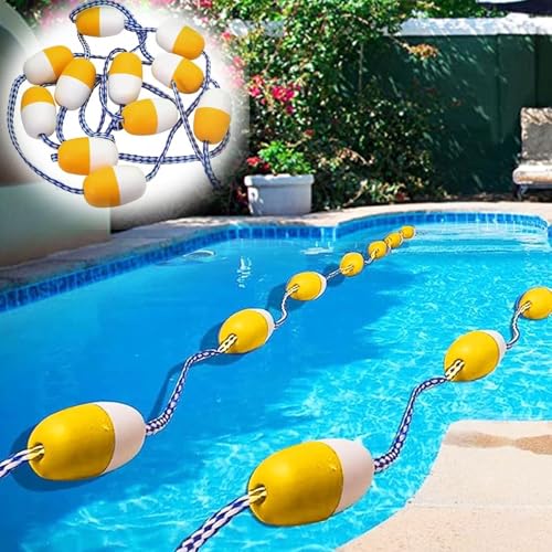 DUOAZJL 3,3 bis 60 Fuß schwimmende Sicherheitstrennlinie für Schwimmbahnen im Pool, Anti-Wellen-Sicherheitsseil, schwimmende Sicherheitslinie für unterirdische Pools(3m/10ft) von DUOAZJL