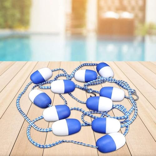 DUOAZJL 3,3 bis 60 Fuß schwimmende Sicherheitstrennlinie für Schwimmbahnen im Pool, Anti-Wellen-Sicherheitsseil, schwimmende Sicherheitslinie für unterirdische Pools(9m/30ft) von DUOAZJL