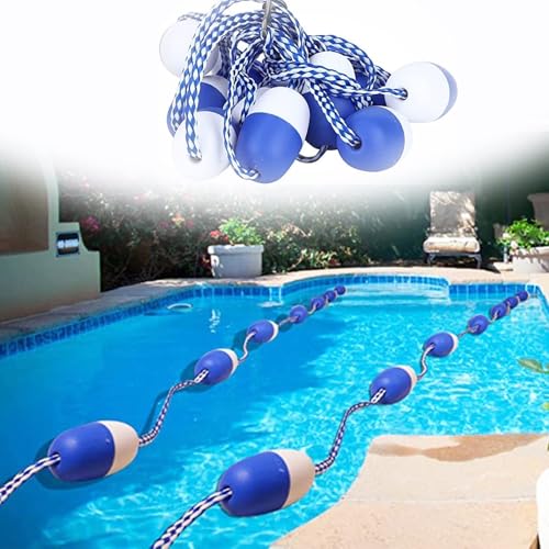 DUOAZJL Schwimmkörper für Schwimmbecken, schwimmende Barriere, Fahrbahnlinien für Außenpools, Sicherheitsseil und Schwimmkörper-Set, Bojen-Fahrbahnmarkierungslinien zum Unterteilen(L2m/6.56ft) von DUOAZJL