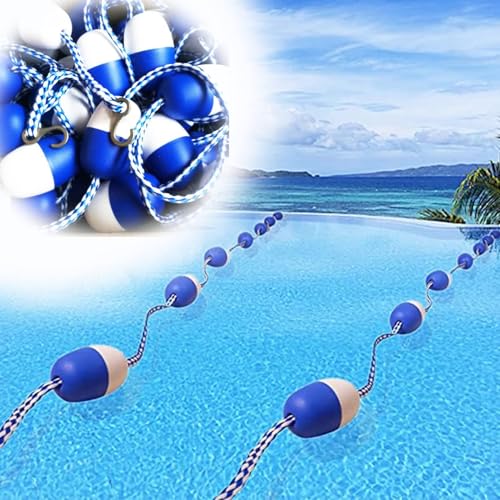 DUOAZJL Sicherheits-Poolbahnteiler für den Außenbereich, Anti-UV-Seil-Schwimmkordon-Linie, Poolbahn-Linien, Pool-Rennbahn-Linie mit Boje/Haken(Blue,6m/20ft) von DUOAZJL