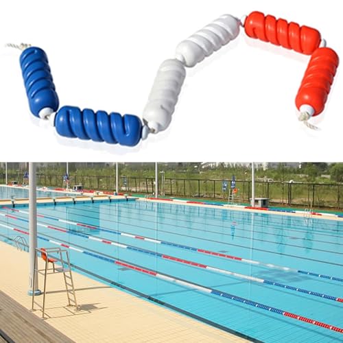 DUOAZJL Sicherheitsseil für Schwimmbäder, Schwimmleine, Trennseil, Schwimmseil, Schwimmer, Rot, Blau, Gelb, Schwimmbäder, Schwimmschnur/Nylonleinen mit hohler Gewindekugel(Steel Wire,6m/20ft) von DUOAZJL