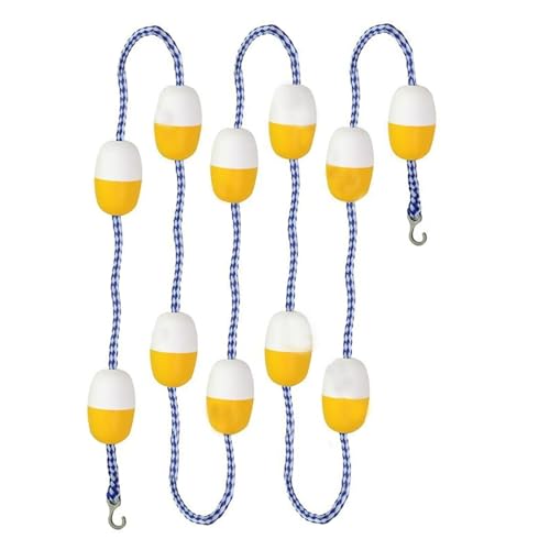 DUOAZJL Sicherheitstrennseil für Schwimmbäder, Bahntrenner mit Einstellbarer Länge, mit 2 vormontierten rostfreien Haken und schwimmenden Bojen für Gute Sichtbarkeit(Yellow,6m/20ft) von DUOAZJL