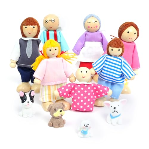 DUOCIYUAN Puppenhaus Puppen, 11 Stück Puppenhaus Figuren mit Katze und Hund Puppen Familie Set Holzpuppe Spielzeug für Kinder Puppenfamilien Biegepuppen für Minipuppen Zubehör Geschenk DUOCIYUAN Puppenhaus Puppen, 11 Stück Puppenhaus Figuren mit Katze und Hund Puppen Familie Set Holzpuppe Spielzeug für Kinder Puppenfamilien Biegepuppen für Minipuppen Zubehör Geschenk von DUOCIYUAN