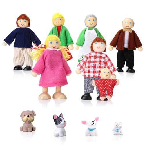 DUOCIYUAN Puppenhaus Puppen, 11 Stück Puppenhaus Figuren mit Katze und Hund Puppen Familie Set Holzpuppe Spielzeug für Kinder Puppenfamilien Biegepuppen für Puppenhaus Zubehör Geschenk DUOCIYUAN Puppenhaus Puppen, 11 Stück Puppenhaus Figuren mit Katze und Hund Puppen Familie Set Holzpuppe Spielzeug für Kinder Puppenfamilien Biegepuppen für Puppenhaus Zubehör Geschenk von DUOCIYUAN