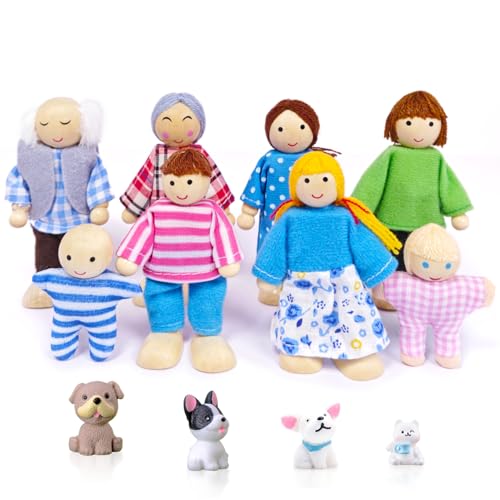DUOCIYUAN Puppenhaus Puppen, 12 Stück Puppenhaus Figuren mit Katze und Hund Puppen Familie Set Holzpuppe Spielzeug für Kinder Puppenfamilien Biegepuppen für Puppenhaus Zubehör Geschenk DUOCIYUAN Puppenhaus Puppen, 12 Stück Puppenhaus Figuren mit Katze und Hund Puppen Familie Set Holzpuppe Spielzeug für Kinder Puppenfamilien Biegepuppen für Puppenhaus Zubehör Geschenk von DUOCIYUAN