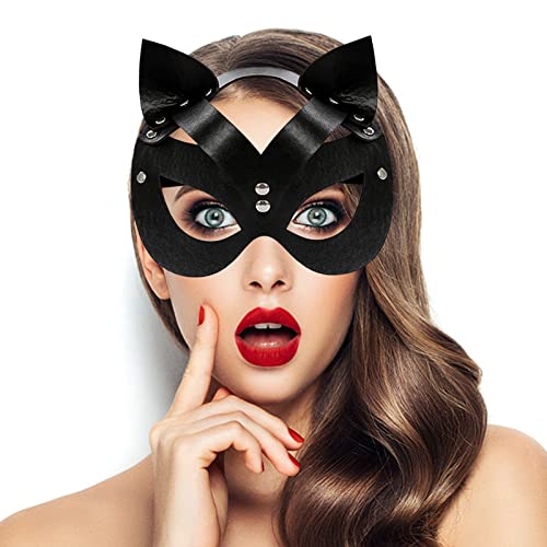 DUOLAM Catwoman Maske, Katze Maske Catwoman Kostüm, Damen Fuchs MaskeCat Woman Mask für Halloween Karneval Valentinstag Maskerade Fasching Party Cosplay Nachtclub Kostümzubehör von DUOLAM