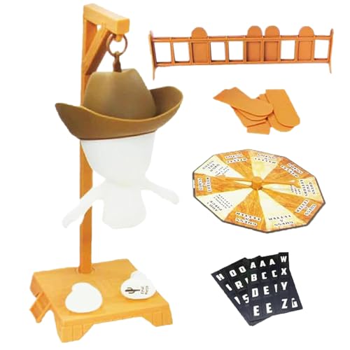 DUOPAI Hangman Board Game Magnetic, Magnetisches Galgenmännchen, Mystery Word Ratenspiel, Galgenmännchen Spiel mit Figur, Hangman Game Magnetic Cowboy (Gelb) von DUOPAI