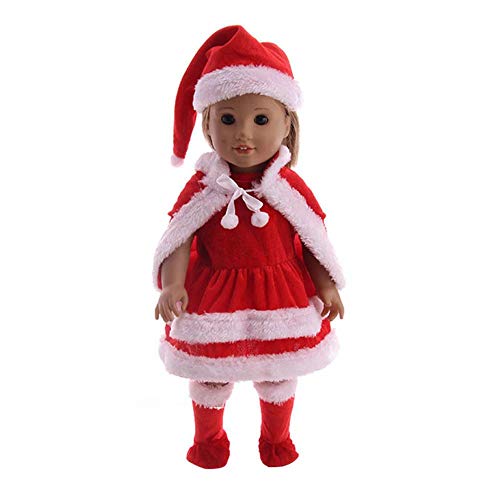 DUORUI Puppenkleid Kleid Winter Weihnachtsoutfit mit Umhang für American Girl Doll 18 Zoll von DUORUI
