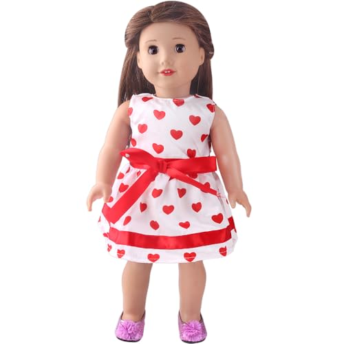 DUORUIMI 45,7 cm langes Sommerkleid für amerikanische Puppen, weiß, Herz/Schleife DUORUIMI 45,7 cm langes Sommerkleid für amerikanische Puppen, weiß, Herz/Schleife von DUORUIMI