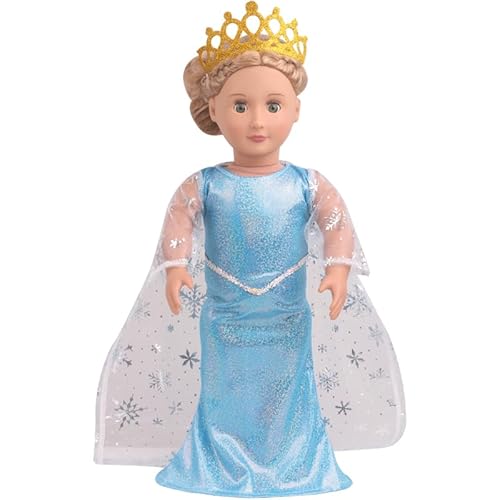 DUORUIMI Prinzessin Frozen Puppe Kleid lang blau mit Umhang für American Girl Puppe 45,7 cm mit Krone von DUORUIMI