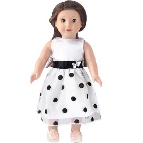 DUORUIMI Sommerkleid für amerikanische Puppen, 45,7 cm, weiß, gepunktet DUORUIMI Sommerkleid für amerikanische Puppen, 45,7 cm, weiß, gepunktet von DUORUIMI