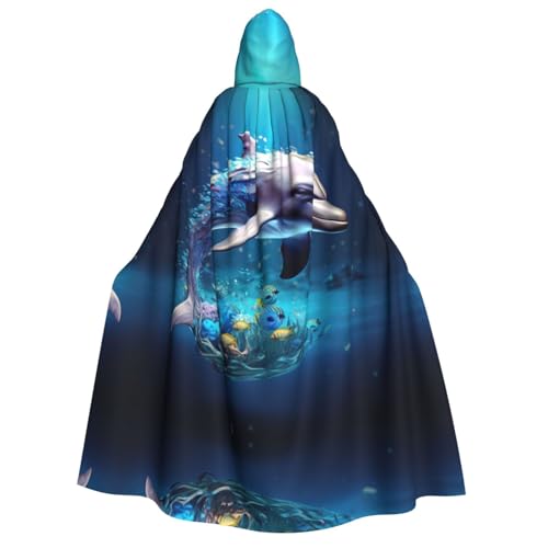 DURAGS Einzigartiges 3D-Tier-Delfin-Kostüm, Unisex, Halloween-Kostüm, Umhang – Erwachsenen-Party-Dekoration, Umhang, Kapuzenumhang für alle Anlässe von DURAGS