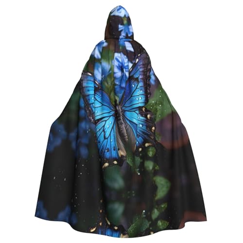 DURAGS Wunderschöner blauer Schmetterlings-Umhang mit Kapuze, für Erwachsene, Vampirumhang für Rollenspiele, für Halloween und Cosplay von DURAGS