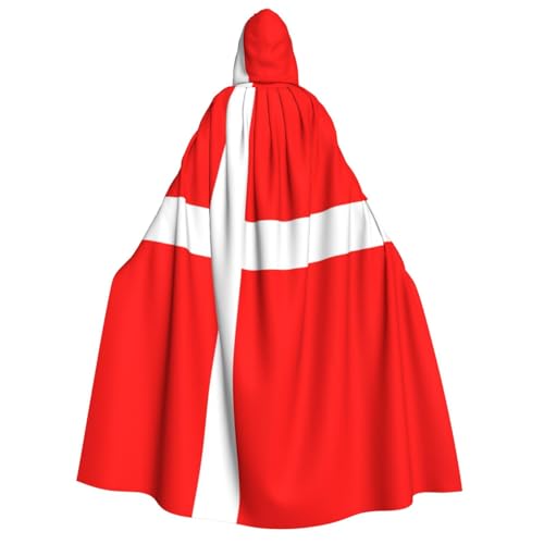 Dänemark Dänische Flagge Unisex Halloween Kostüm Umhang – Erwachsene Party Dekoration Umhang, Kapuzenumhang für alle Anlässe von DURAGS