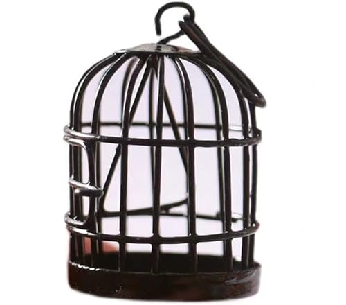 DUUDAH DIY Perlen Schmuck Kunst Handwerk Handgemachtes Zubehör 1/12 Legierung Miniatur-Vogelkäfig Vogelkäfig Modell DIY Szene Modell für Wohnzimmer Dekoration (Farbe: B) von DUUDAH