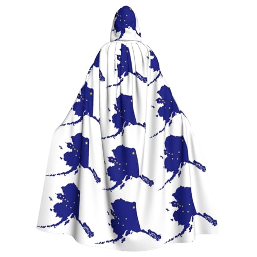 Alaska Staatsflagge, Kartendruck, Erwachsenen-Umhang, Halloween-Robe, Kapuzenumhang, Hexen-Zauberer, Cosplay-Kostüme für Männer und Frauen Alaska Staatsflagge, Kartendruck, Erwachsenen-Umhang, Halloween-Robe, Kapuzenumhang, Hexen-Zauberer, Cosplay-Kostüme für Männer und Frauen von DUWAA