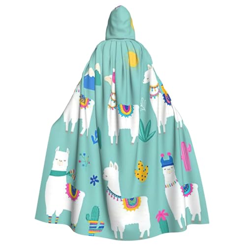 Alpaka-Llama-Druck, Erwachsenen-Kapuzenumhang, Halloween-Robe, Kapuzenumhang, Hexen-Zauberer, Cosplay-Kostüme für Männer und Frauen Alpaka-Llama-Druck, Erwachsenen-Kapuzenumhang, Halloween-Robe, Kapuzenumhang, Hexen-Zauberer, Cosplay-Kostüme für Männer und Frauen von DUWAA