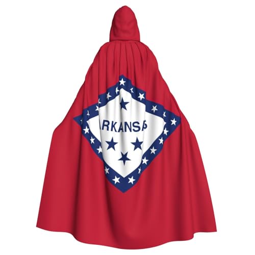 Arkansas Kapuzenumhang mit Staatsflagge, Erwachsenen-Umhang, Halloween-Robe, Kapuzenumhang, Hexen-Zauberer, Cosplay-Kostüme für Männer und Frauen von DUWAA