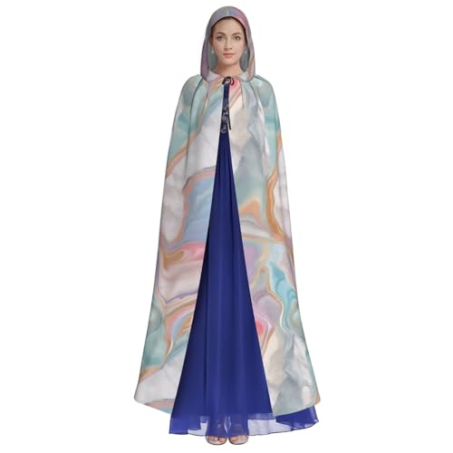 Bunter Marmor-Pastell-Druck, Erwachsenen-Kapuzenumhang, Halloween-Robe, Kapuzenumhang, Hexen-Zauberer, Cosplay-Kostüme für Männer und Frauen von DUWAA