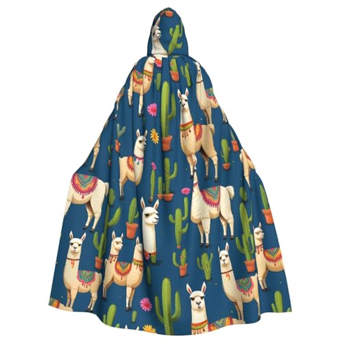 Cartoon-Llama-Kaktus-Druck, Erwachsenen-Kapuzenumhang, Halloween-Robe, Kapuzenumhang, Hexen-Zauberer, Cosplay-Kostüme für Männer und Frauen Cartoon-Llama-Kaktus-Druck, Erwachsenen-Kapuzenumhang, Halloween-Robe, Kapuzenumhang, Hexen-Zauberer, Cosplay-Kostüme für Männer und Frauen von DUWAA