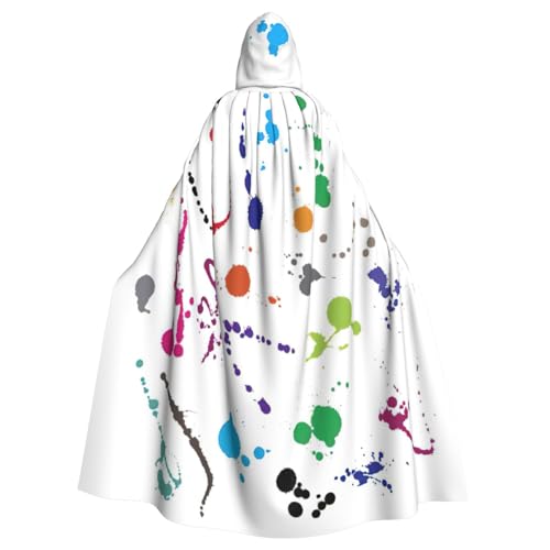 DUWAA Abstrakter Farbspritzer-Druck, Erwachsenen-Halloween-Kapuzenumhang, volle Länge, Unisex, Umhang für Männer und Frauen, für Halloween, Cosplay DUWAA Abstrakter Farbspritzer-Druck, Erwachsenen-Halloween-Kapuzenumhang, volle Länge, Unisex, Umhang für Männer und Frauen, für Halloween, Cosplay von DUWAA