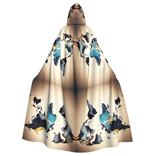 DUWAA Abstrakter Weltkarten-Druck, 149,9 cm, Karnevals-Umhang, Unisex, Erwachsene, Kapuzenumhang für Halloween, Hexe, Vampir, Zauberer, Cosplay DUWAA Abstrakter Weltkarten-Druck, 149,9 cm, Karnevals-Umhang, Unisex, Erwachsene, Kapuzenumhang für Halloween, Hexe, Vampir, Zauberer, Cosplay von DUWAA