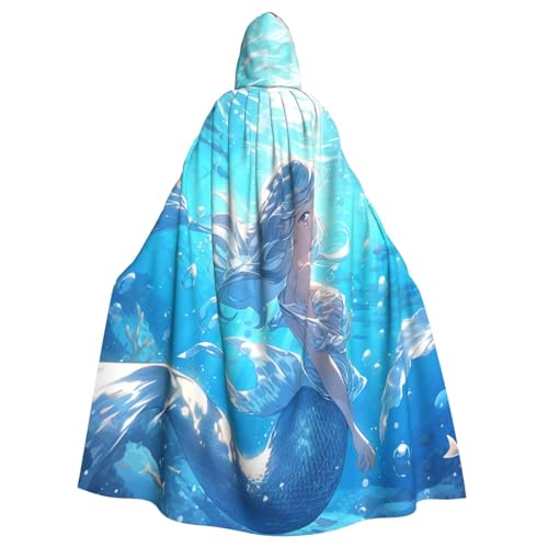 DUWAA Blauer Meerjungfrau-Aufdruck, 149,9 cm, Karnevals-Umhang, Unisex, Erwachsene, Kapuzenumhang für Halloween, Hexe, Vampir, Zauberer, Cosplay DUWAA Blauer Meerjungfrau-Aufdruck, 149,9 cm, Karnevals-Umhang, Unisex, Erwachsene, Kapuzenumhang für Halloween, Hexe, Vampir, Zauberer, Cosplay von DUWAA