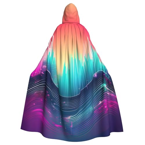 DUWAA Coole Musik Sound Wave Print Hexe Umhang mit Kapuze Halloween Kapuzenumhang Zauberer Robe Herren Cosplay Kostüm von DUWAA