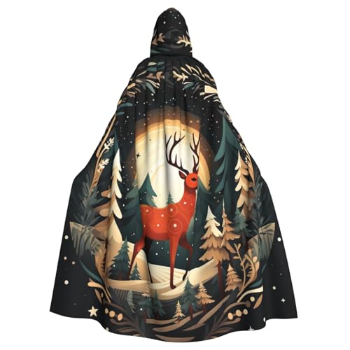DUWAA Frohe Weihnachten Hirsch Druck Hexe Umhang mit Kapuze Halloween Kapuzenumhang Zauberer Robe Herren Cosplay Kostüm DUWAA Frohe Weihnachten Hirsch Druck Hexe Umhang mit Kapuze Halloween Kapuzenumhang Zauberer Robe Herren Cosplay Kostüm von DUWAA