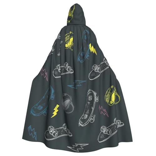 DUWAA Graffiti-Skateboard-Druck, Erwachsenen-Halloween-Kapuzenumhang, volle Länge, Unisex, Umhang für Männer und Frauen, für Halloween, Cosplay DUWAA Graffiti-Skateboard-Druck, Erwachsenen-Halloween-Kapuzenumhang, volle Länge, Unisex, Umhang für Männer und Frauen, für Halloween, Cosplay von DUWAA