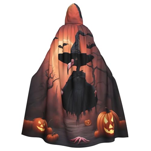 DUWAA Halloween-Flamingo-Hexenhut, Druck, 150 cm, Karnevals-Umhang, Unisex, Erwachsene, Kapuzenumhang für Halloween, Hexe, Vampir, Zauberer, Cosplay DUWAA Halloween-Flamingo-Hexenhut, Druck, 150 cm, Karnevals-Umhang, Unisex, Erwachsene, Kapuzenumhang für Halloween, Hexe, Vampir, Zauberer, Cosplay von DUWAA