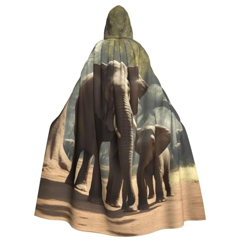 DUWAA Halloween-Kapuzenumhang mit Elefanten-Aufdruck, volle Länge, Unisex, für Männer und Frauen, für Halloween, Cosplay DUWAA Halloween-Kapuzenumhang mit Elefanten-Aufdruck, volle Länge, Unisex, für Männer und Frauen, für Halloween, Cosplay von DUWAA