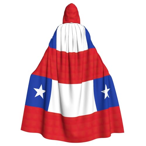 DUWAA Halloween-Kapuzenumhang mit Flagge von Chile, volle Länge, Unisex, Umhang für Männer und Frauen, für Halloween, Cosplay DUWAA Halloween-Kapuzenumhang mit Flagge von Chile, volle Länge, Unisex, Umhang für Männer und Frauen, für Halloween, Cosplay von DUWAA