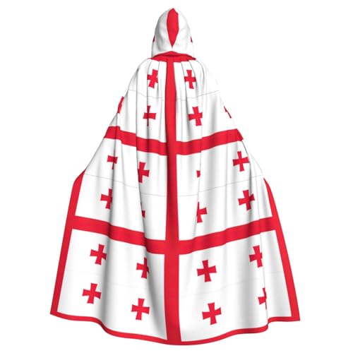DUWAA Halloween-Kapuzenumhang mit Flagge von Georgia, volle Länge, Unisex, für Männer und Frauen, für Halloween, Cosplay DUWAA Halloween-Kapuzenumhang mit Flagge von Georgia, volle Länge, Unisex, für Männer und Frauen, für Halloween, Cosplay von DUWAA
