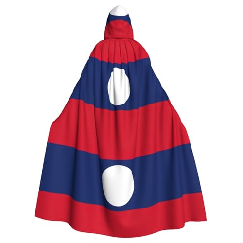 DUWAA Halloween-Kapuzenumhang mit Flagge von Laos, volle Länge, Unisex, Umhang für Männer und Frauen, für Halloween, Cosplay DUWAA Halloween-Kapuzenumhang mit Flagge von Laos, volle Länge, Unisex, Umhang für Männer und Frauen, für Halloween, Cosplay von DUWAA