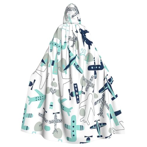 DUWAA Halloween-Kapuzenumhang mit Flugzeug-Druck, volle Länge, Unisex, für Männer und Frauen, für Halloween, Cosplay DUWAA Halloween-Kapuzenumhang mit Flugzeug-Druck, volle Länge, Unisex, für Männer und Frauen, für Halloween, Cosplay von DUWAA
