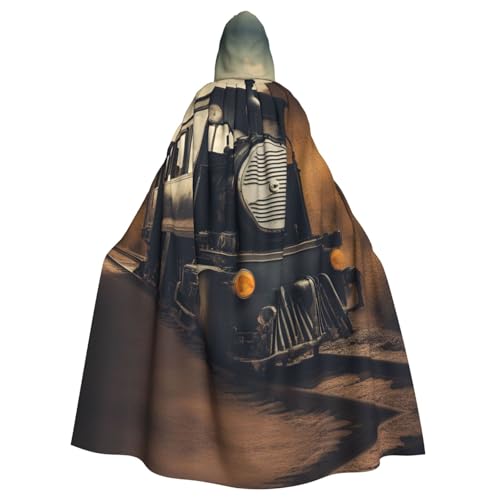 DUWAA Halloween-Kapuzenumhang mit Lokomotiven-Aufdruck, volle Länge, Unisex, für Männer und Frauen, für Halloween, Cosplay DUWAA Halloween-Kapuzenumhang mit Lokomotiven-Aufdruck, volle Länge, Unisex, für Männer und Frauen, für Halloween, Cosplay von DUWAA