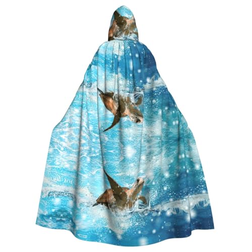 DUWAA Halloween-Kapuzenumhang mit Meeresschildkröten-Aufdruck, volle Länge, Unisex, für Männer und Frauen, für Halloween, Cosplay DUWAA Halloween-Kapuzenumhang mit Meeresschildkröten-Aufdruck, volle Länge, Unisex, für Männer und Frauen, für Halloween, Cosplay von DUWAA