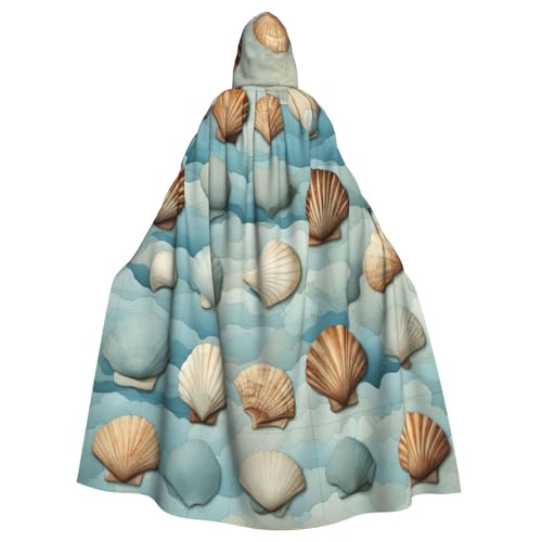DUWAA Halloween-Kapuzenumhang mit Muschel-Druck, volle Länge, Unisex, für Männer und Frauen, für Halloween, Cosplay DUWAA Halloween-Kapuzenumhang mit Muschel-Druck, volle Länge, Unisex, für Männer und Frauen, für Halloween, Cosplay von DUWAA