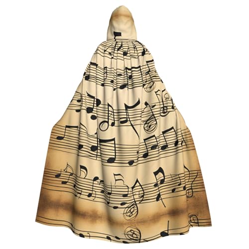 DUWAA Halloween-Kapuzenumhang mit Musiknoten-Aufdruck, volle Länge, Unisex, für Männer und Frauen, für Halloween, Cosplay DUWAA Halloween-Kapuzenumhang mit Musiknoten-Aufdruck, volle Länge, Unisex, für Männer und Frauen, für Halloween, Cosplay von DUWAA