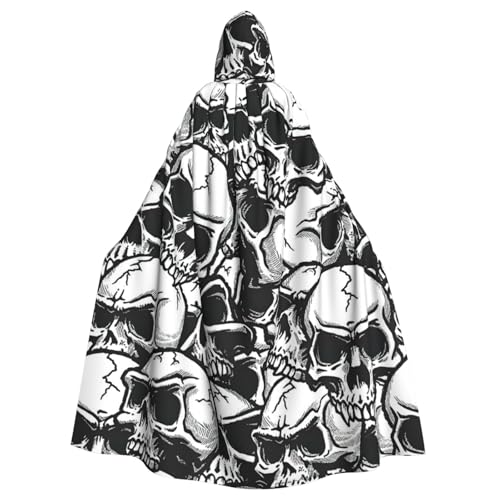 DUWAA Halloween-Kapuzenumhang mit Totenkopf-Muster, für Erwachsene, volle Länge, Unisex, für Herren und Damen, für Halloween, Cosplay DUWAA Halloween-Kapuzenumhang mit Totenkopf-Muster, für Erwachsene, volle Länge, Unisex, für Herren und Damen, für Halloween, Cosplay von DUWAA