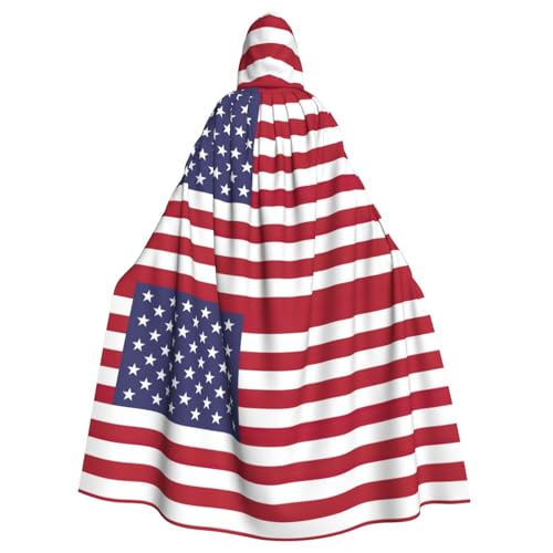 DUWAA Halloween-Kapuzenumhang mit amerikanischer Flagge, volle Länge, Unisex, für Männer und Frauen, für Halloween, Cosplay DUWAA Halloween-Kapuzenumhang mit amerikanischer Flagge, volle Länge, Unisex, für Männer und Frauen, für Halloween, Cosplay von DUWAA