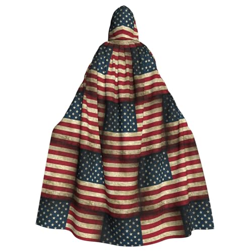 DUWAA Halloween-Kapuzenumhang mit amerikanischer Flagge, volle Länge, Unisex, für Männer und Frauen, für Halloween, Cosplay DUWAA Halloween-Kapuzenumhang mit amerikanischer Flagge, volle Länge, Unisex, für Männer und Frauen, für Halloween, Cosplay von DUWAA