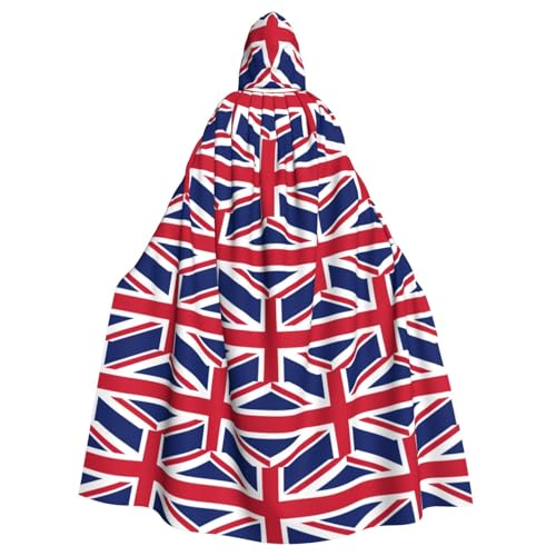 DUWAA Halloween-Kapuzenumhang mit britischer Flagge, volle Länge, Unisex, für Männer und Frauen, für Halloween, Cosplay DUWAA Halloween-Kapuzenumhang mit britischer Flagge, volle Länge, Unisex, für Männer und Frauen, für Halloween, Cosplay von DUWAA