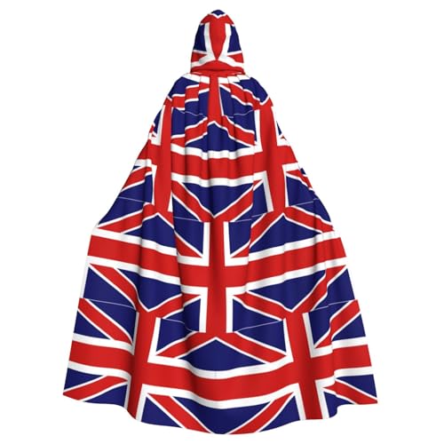DUWAA Halloween-Kapuzenumhang mit englischer Flagge, volle Länge, Unisex, für Männer und Frauen, für Halloween, Cosplay DUWAA Halloween-Kapuzenumhang mit englischer Flagge, volle Länge, Unisex, für Männer und Frauen, für Halloween, Cosplay von DUWAA